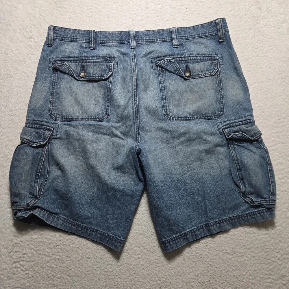 Vintage St. John's Bay Denim Cargo Shorts Men's Size 40 Faded Y2K